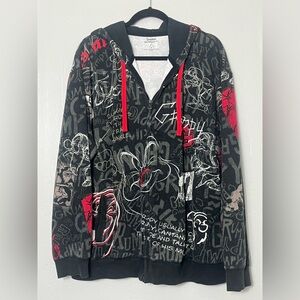 Disney Black and Red Grumpy Dwarf Zip-Up Hoodie